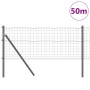 Reja con postes Gris 0.4 x 50 m Acero