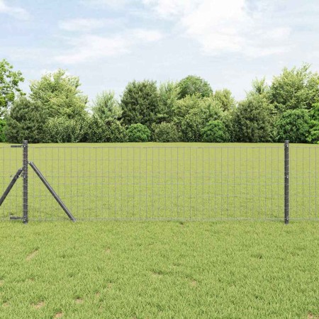 Reja con postes Gris 0.6 x 50 m Acero
