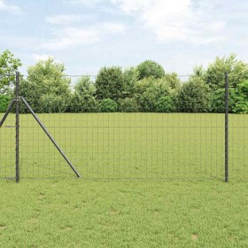 Reja con postes Gris 1 x 10 m Acero