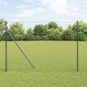 Reja con postes Gris 1.5 x 10 m Acero