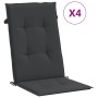 Gartenstuhlkissen mit hoher Rückenlehne, 4 Stück, schwarzer Stoff, 120 x 50 x 3 cm von vidaXL, Kissen für Stühle und Sofas - ...