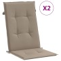 Kissen für Gartenstühle mit hoher Rückenlehne, 2 Stück, taupefarbener Stoff, 120 x 50 x 3 cm von vidaXL, Kissen für Stühle un...