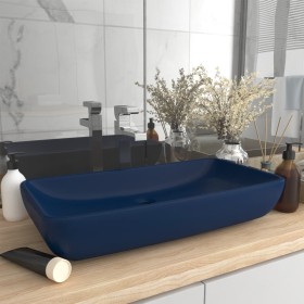 Lavabo rectangular de lujo cerámica azul oscuro mate 71x38 cm