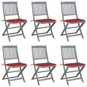 Folding garden chairs 6 pcs solid acacia wood cushions by vidaXL, Garden chairs - Ref: Foro24-3065440, Price: 338,55 €, Disco...