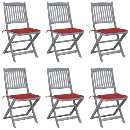 Klappbare Gartenstühle, 6 Stück, Kissen aus massivem Akazienholz von vidaXL, Gartenstühle - Ref: Foro24-3065440, Preis: 327,3...