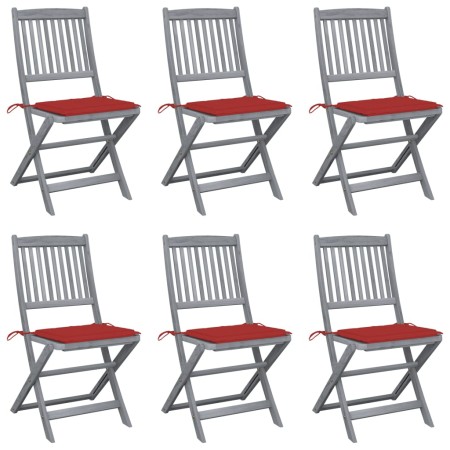 Klappbare Gartenstühle, 6 Stück, Kissen aus massivem Akazienholz von vidaXL, Gartenstühle - Ref: Foro24-3065440, Preis: 344,6...
