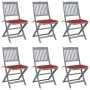 Folding garden chairs 6 pcs solid acacia wood cushions by vidaXL, Garden chairs - Ref: Foro24-3065440, Price: 344,62 €, Disco...