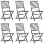 Folding garden chairs 6 pcs solid acacia wood cushions by vidaXL, Garden chairs - Ref: Foro24-3065440, Price: 344,62 €, Disco...