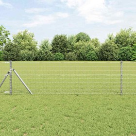 Reja con postes Plateado 0.4 x 10 m Acero