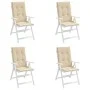 Garden chair cushion high backrest 4 pcs beige fabric 120x50x3cm by vidaXL, Cushions for chairs and sofas - Ref: Foro24-47543...