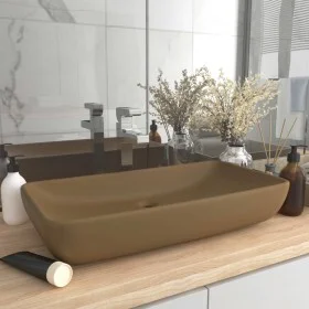 Luxury rectangular matte cream ceramic washbasin 71x38 cm by vidaXL, Sinks - Ref: Foro24-146963, Price: 86,12 €, Discount: %