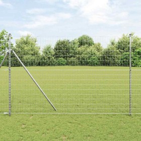 Reja con postes Plateado 1.5 x 10 m Acero