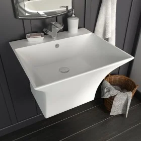 Lavabo de pared de cerámica blanco 500x450x410 mm de vidaXL, Lavabos - Ref: Foro24-143019, Precio: 166,81 €, Descuento: %