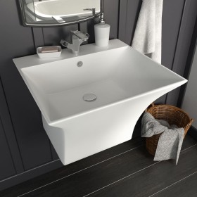 Weißes Wandwaschbecken aus Keramik, 500 x 450 x 410 mm von vidaXL, Sinkt - Ref: Foro24-143019, Preis: 169,19 €, Rabatt: %