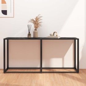 Mesa consola vidrio templado mármol negro 160x35x75,5 cm