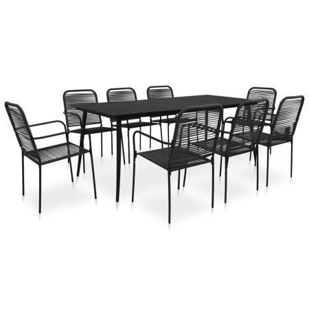 9-piece garden dining set made of cotton rope and black steel by vidaXL, Garden sets - Ref: Foro24-3058280, Price: 607,63 €, ...