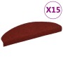 Alfombrilla de escaleras 15 uds tela punzonada 65x21x4 cm rojo