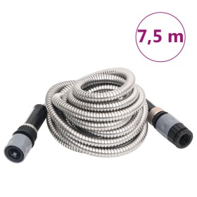 Manguera jardín y pulverizador acero inoxidable plata 14mm 7,5m