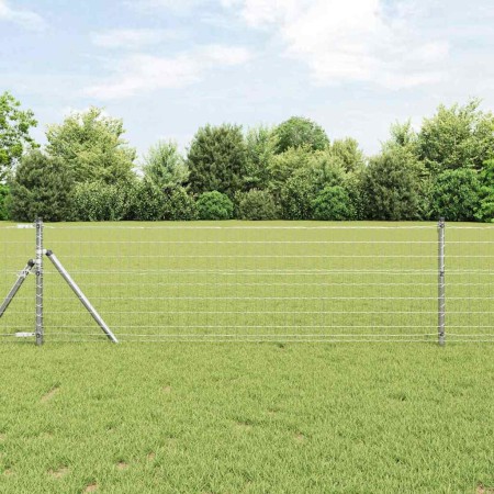 Reja con postes Plateado 0.4 x 50 m Acero