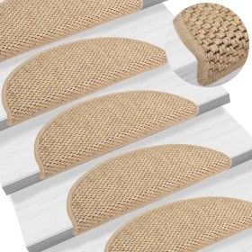 Alfombrilla autoadhesiva escalera sisal 15 uds arena 56x17x3 cm