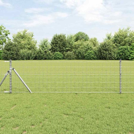 Reja con postes Plateado 0.4 x 50 m Acero
