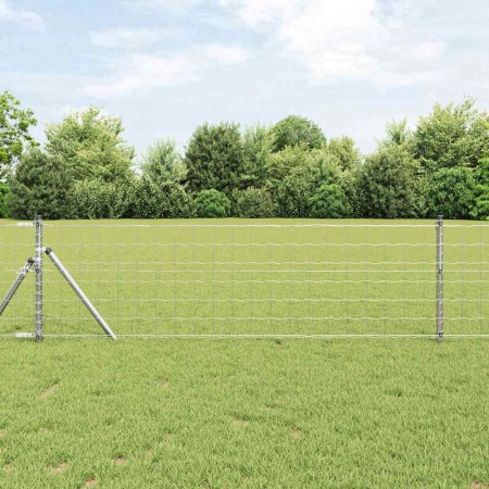 Reja con postes Plateado 0.4 x 50 m Acero