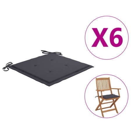 Cojines sillas de jardín 6 uds tela Oxford antracita 40x40x3 cm by vidaXL, Cushions for chairs and sofas - Ref: Foro24-314003...
