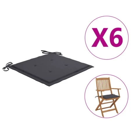 Gartenstuhlkissen 6 Stück aus anthrazitfarbenem Oxford-Stoff 40x40x3 cm von vidaXL, Kissen für Stühle und Sofas - Ref: Foro24...