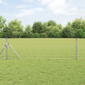 Reja con postes Plateado 0.6 x 50 m Acero