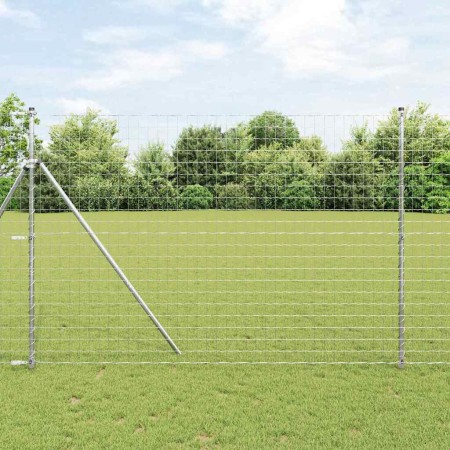 Reja con postes Plateado 1.5 x 10 m Acero