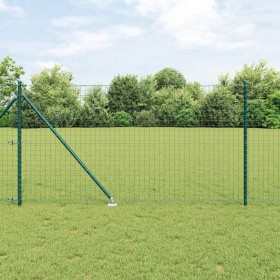 Reja con postes Verde 1 x 10 m Acero