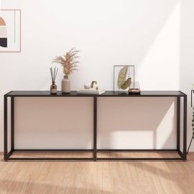 Mesa consola vidrio templado negro 200x35x75,5 cm