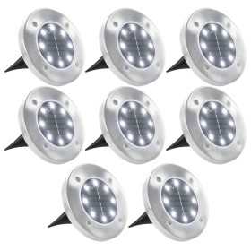 Lámparas solares de suelo 8 unidades luces LED blanco