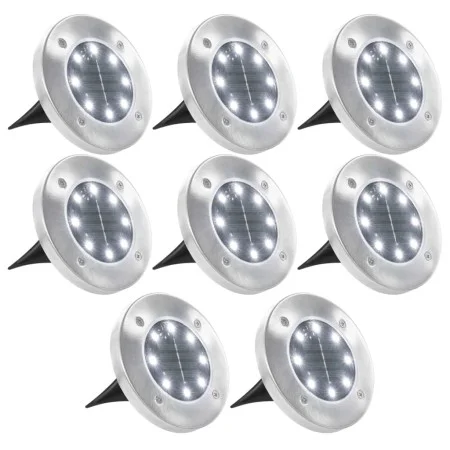 Lámparas solares de suelo 8 unidades luces LED blanco de vidaXL, Iluminación de exterior - Ref: Foro24-44416, Precio: 41,42 €...