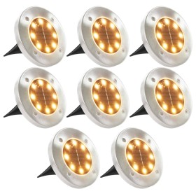 Lámparas solares de suelo 8 unidades luces LED blanco cálido