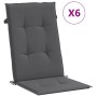 Cojín silla de jardín respaldo alto 6 uds tela gris 120x50x3 cm by vidaXL, Cushions for chairs and sofas - Ref: Foro24-314104...