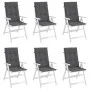 Cojín silla de jardín respaldo alto 6 uds tela gris 120x50x3 cm by vidaXL, Cushions for chairs and sofas - Ref: Foro24-314104...