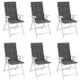Cojín silla de jardín respaldo alto 6 uds tela gris 120x50x3 cm by vidaXL, Cushions for chairs and sofas - Ref: Foro24-314104...
