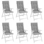 Cojín silla de jardín respaldo alto 6 uds tela gris 120x50x3 cm de vidaXL, Cojines para sillas y sofás - Ref: Foro24-314105, ...