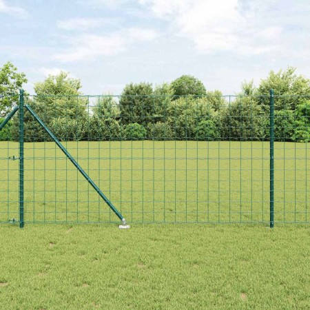 Reja con postes Verde 1 x 10 m Acero