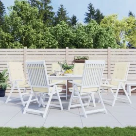 Gartenstuhlkissen mit hoher Rückenlehne, 6 Stück, cremefarbenes Gewebe, 120x50x3cm. von vidaXL, Kissen für Stühle und Sofas -...