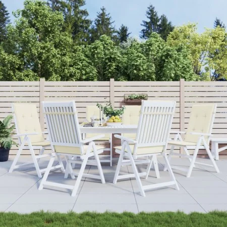 Gartenstuhlkissen mit hoher Rückenlehne, 6 Stück, cremefarbenes Gewebe, 120x50x3cm. von vidaXL, Kissen für Stühle und Sofas -...