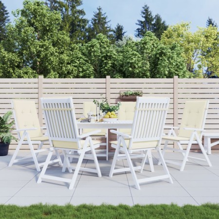 Gartenstuhlkissen mit hoher Rückenlehne, 6 Stück, cremefarbenes Gewebe, 120x50x3cm. von vidaXL, Kissen für Stühle und Sofas -...