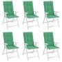 Cojín silla de jardín respaldo alto 6 uds tela verde 120x50x3cm