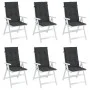 Cojín silla de jardín respaldo alto 6 uds tela negro 120x50x3cm de vidaXL, Cojines para sillas y sofás - Ref: Foro24-314111, ...
