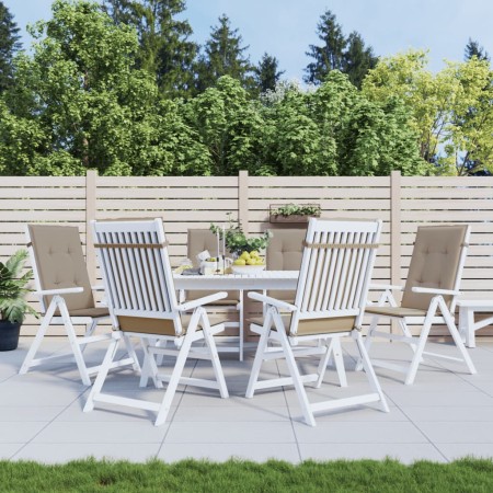 Gartenstuhlkissen mit hoher Rückenlehne, 6 Stück, Stoff in Taupe, 120x50x3cm. von vidaXL, Kissen für Stühle und Sofas - Ref: ...