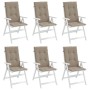 Cojín silla de jardín respaldo alto 6 uds tela taupé 120x50x3cm by vidaXL, Cushions for chairs and sofas - Ref: Foro24-314112...