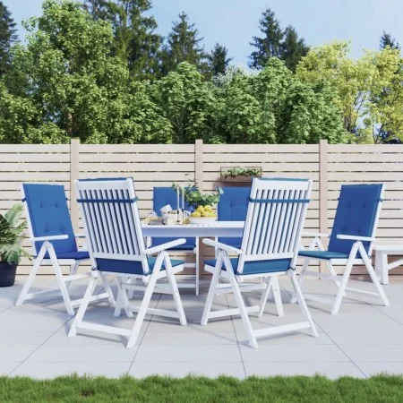 High back garden chair cushion 6 pcs blue fabric 120x50x3 cm by vidaXL, Cushions for chairs and sofas - Ref: Foro24-314118, P...
