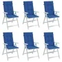 High back garden chair cushion 6 pcs blue fabric 120x50x3 cm by vidaXL, Cushions for chairs and sofas - Ref: Foro24-314118, P...
