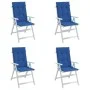 Cojín silla de jardín respaldo alto 4 uds tela azul 120x50x3 cm de vidaXL, Cojines para sillas y sofás - Ref: Foro24-314117, ...
